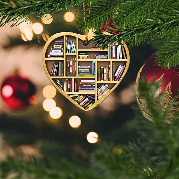 Book Lovers Ornament – 3D Heart Design, Artisan Craft