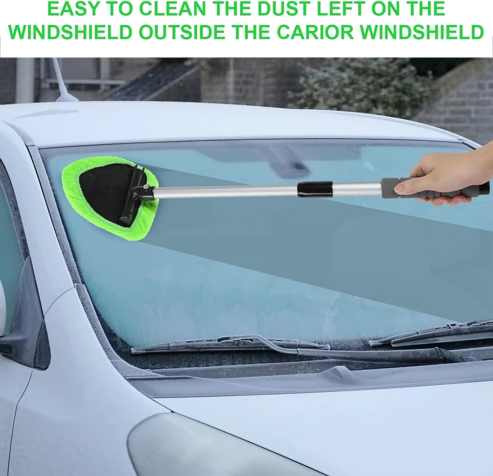 Microfiber Car Windshield Cleaning Tool – Extendable Handle for Easy Reach