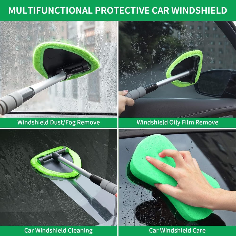 Microfiber Car Windshield Cleaning Tool – Extendable Handle for Easy Reach