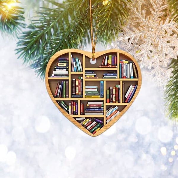 Book Lovers Ornament – 3D Heart Design, Artisan Craft