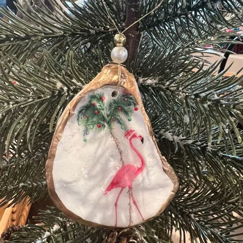 Oyster Shell Art Ornament – Handcrafted Coastal Decor | Christmas Gift