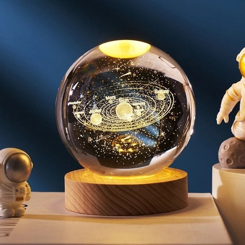 3D Planet Crystal Ball – Solar System Decorative Sphere