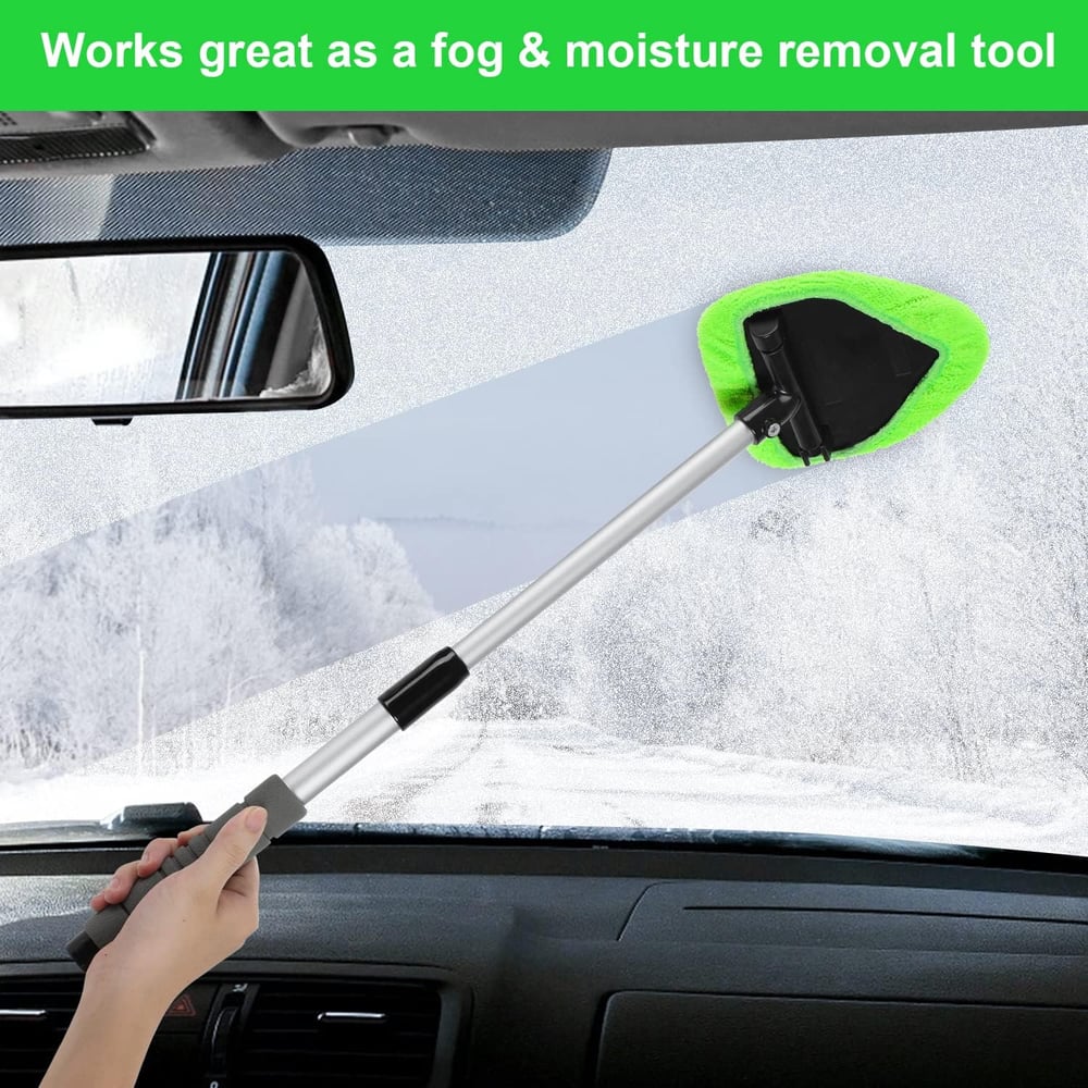 Microfiber Car Windshield Cleaning Tool – Extendable Handle for Easy Reach