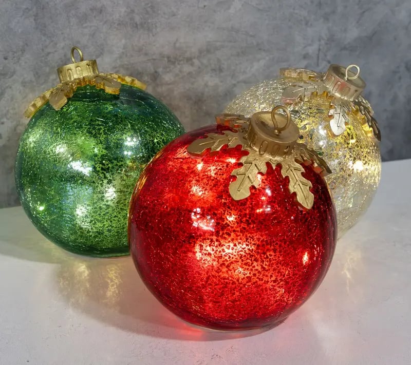 Glass Tabletop Christmas Ornaments (3-Pack) – Premium Holiday Decor