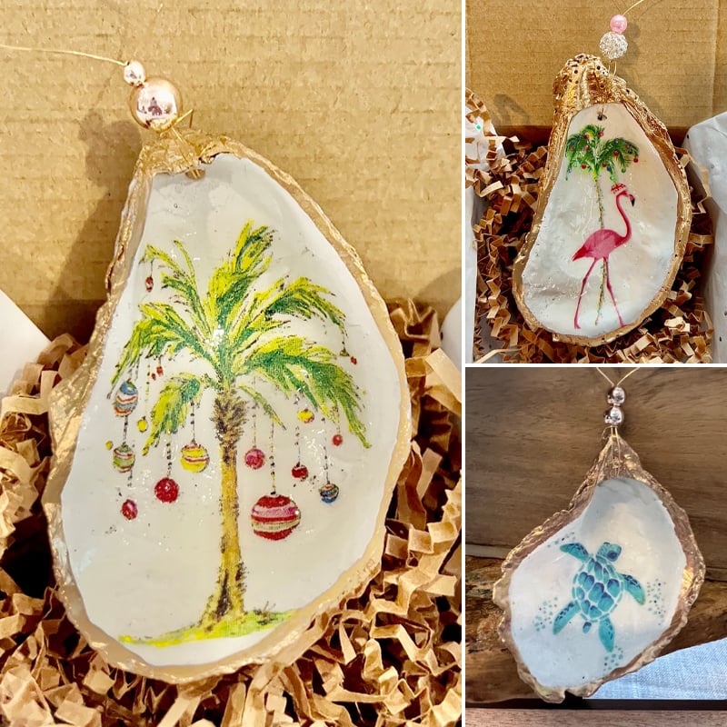 Oyster Shell Art Ornament – Handcrafted Coastal Decor | Christmas Gift