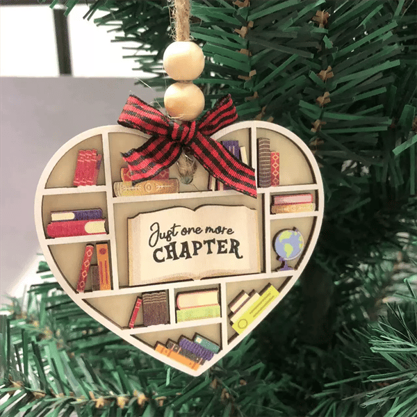 3D Book Lovers Handmade Heart Ornament – Premium Decorative Piece
