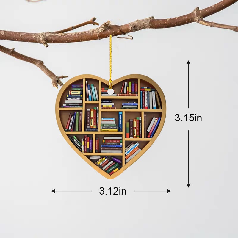 Book Lovers Ornament – 3D Heart Design, Artisan Craft