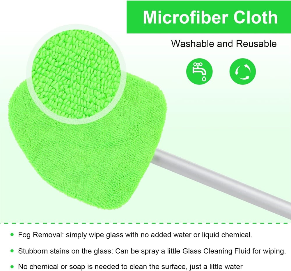 Microfiber Car Windshield Cleaning Tool – Extendable Handle for Easy Reach