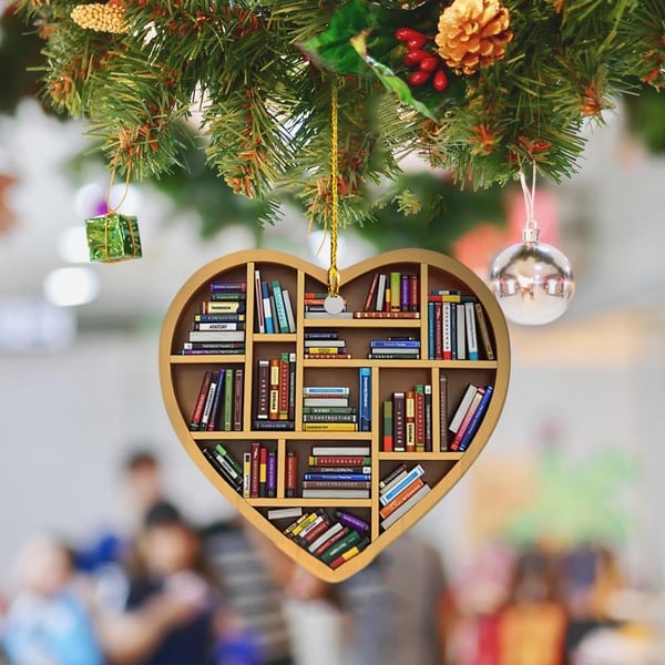 Book Lovers Ornament – 3D Heart Design, Artisan Craft