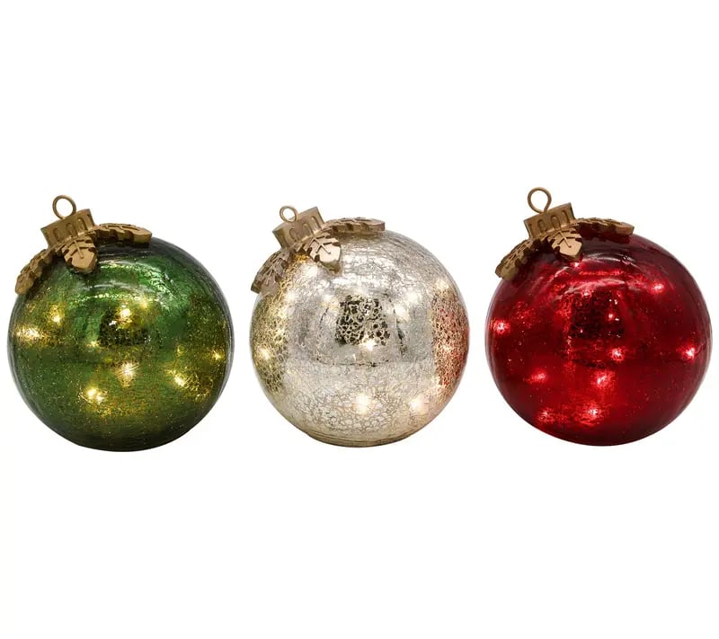 Glass Tabletop Christmas Ornaments (3-Pack) – Premium Holiday Decor