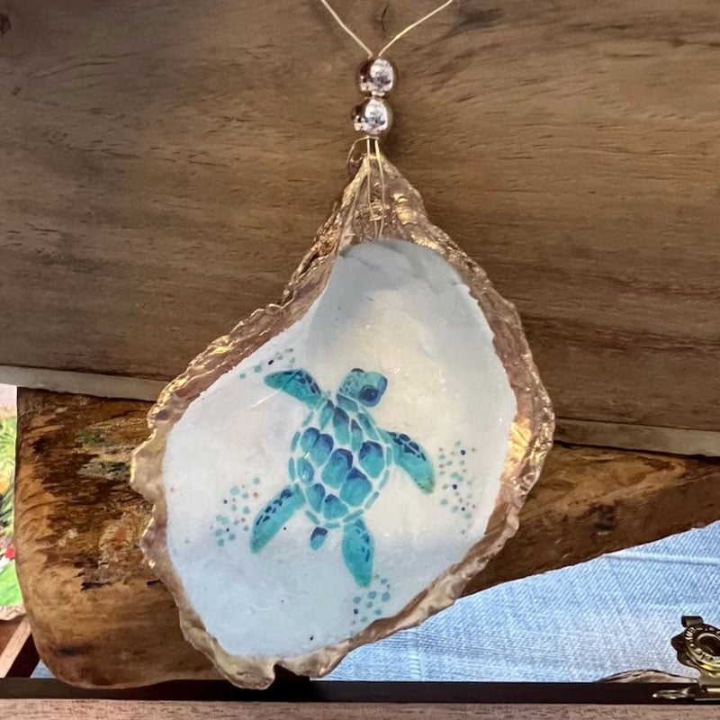 Oyster Shell Art Ornament – Handcrafted Coastal Decor | Christmas Gift