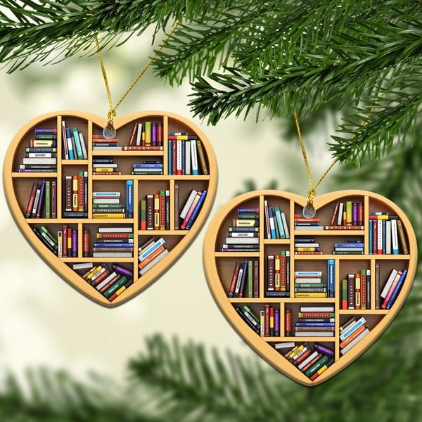 Book Lovers Ornament – 3D Heart Design, Artisan Craft