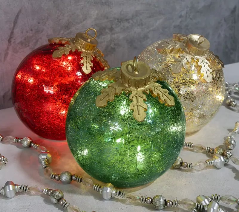 Glass Tabletop Christmas Ornaments (3-Pack) – Premium Holiday Decor