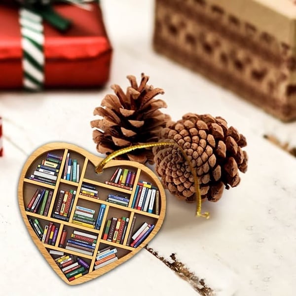 Book Lovers Ornament – 3D Heart Design, Artisan Craft