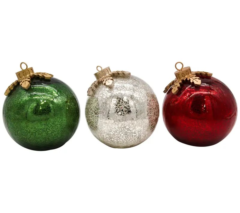 Glass Tabletop Christmas Ornaments (3-Pack) – Premium Holiday Decor