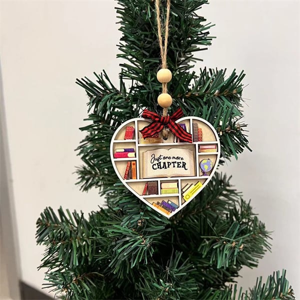 3D Book Lovers Handmade Heart Ornament – Premium Decorative Piece