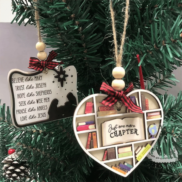 3D Book Lovers Handmade Heart Ornament – Premium Decorative Piece