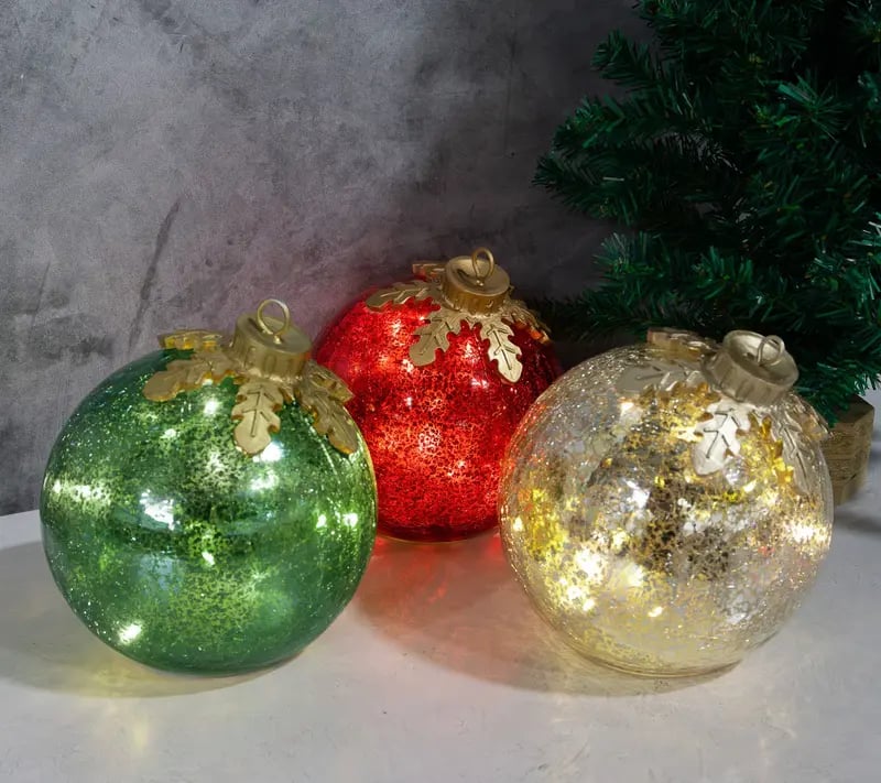 Glass Tabletop Christmas Ornaments (3-Pack) – Premium Holiday Decor