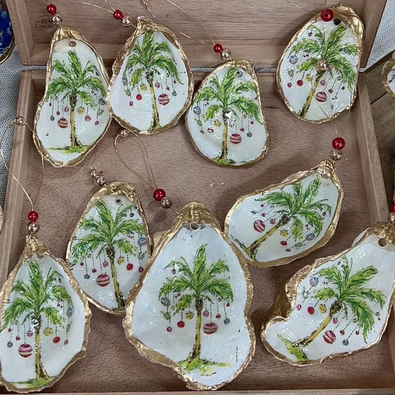 Oyster Shell Art Ornament – Handcrafted Coastal Decor | Christmas Gift