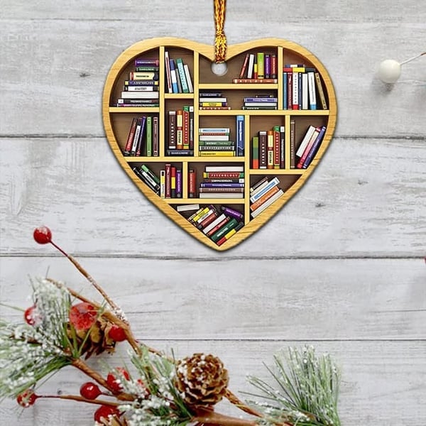 Book Lovers Ornament – 3D Heart Design, Artisan Craft