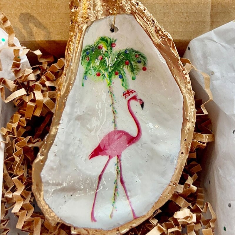 Oyster Shell Art Ornament – Handcrafted Coastal Decor | Christmas Gift