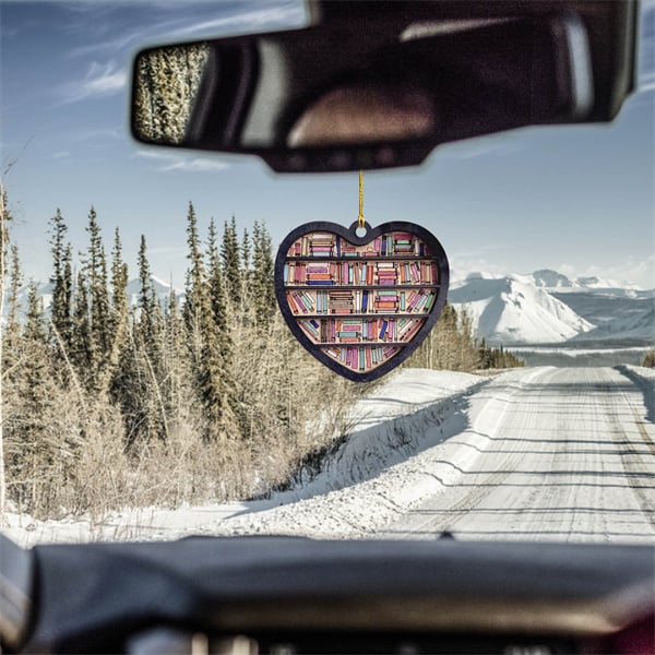 3D Book Lovers Heart Wooden Ornament – Handmade Decorative Piece